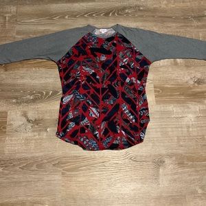 Lularoe women’s large red and black striped shirt
